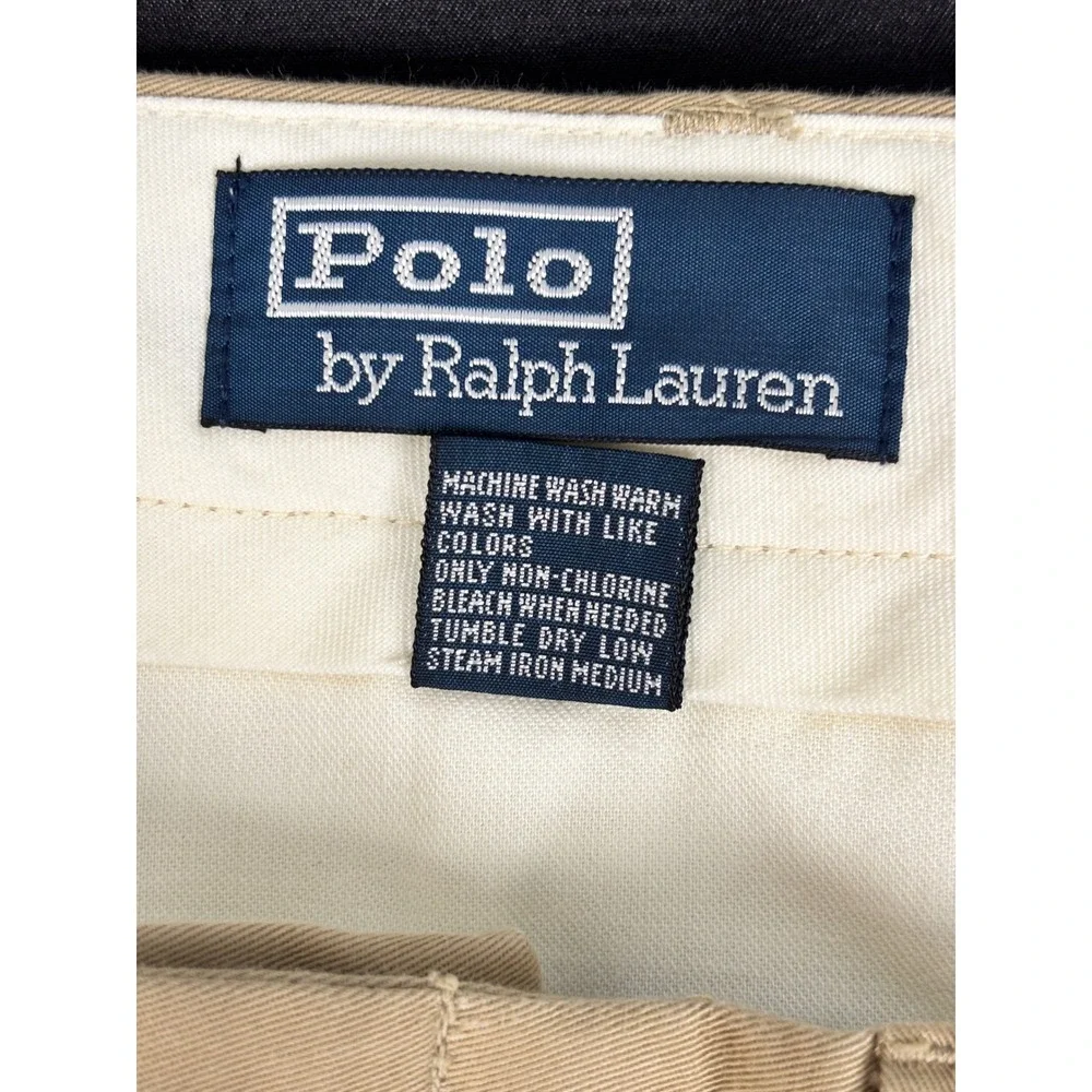Polo Ralph Lauren Mens Khaki Chino Pants Tan Cotton Straight Leg 38x32
